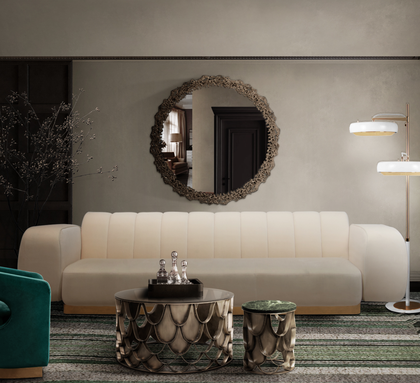 LIVING ROOM INTERIOR WITH MEMORABLE LIGHTING
