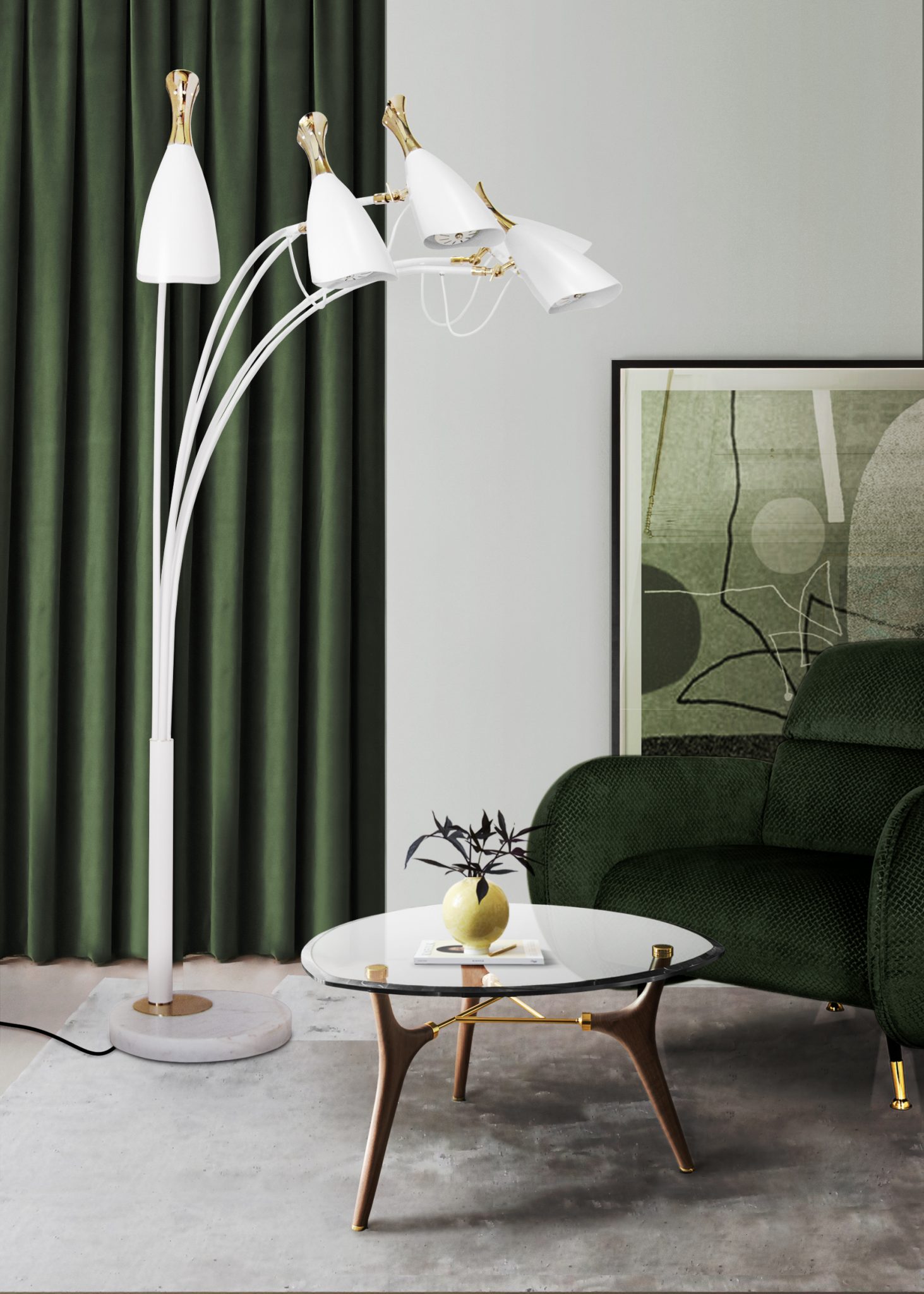 STYLISH LIVING ROOM IN GREEN