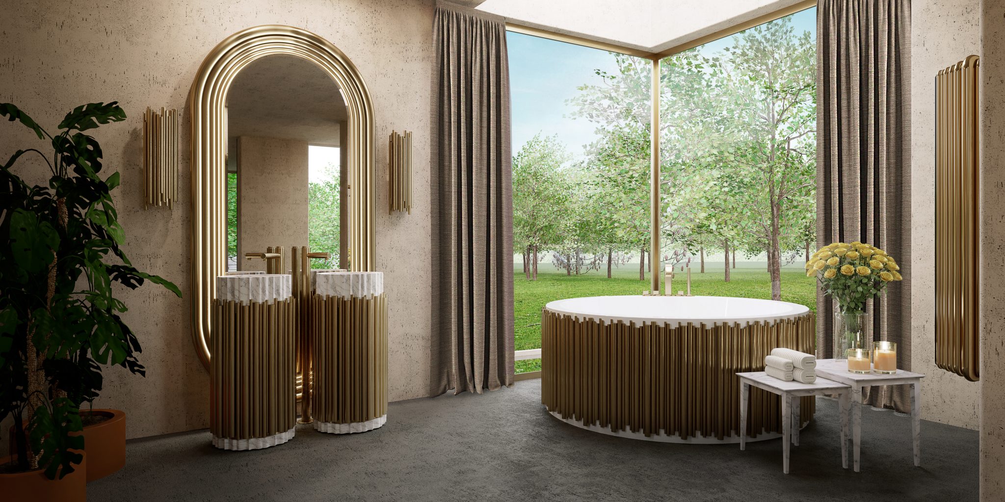 LUXURIOUS BATHROOM WITH OUTDOOR VIEW