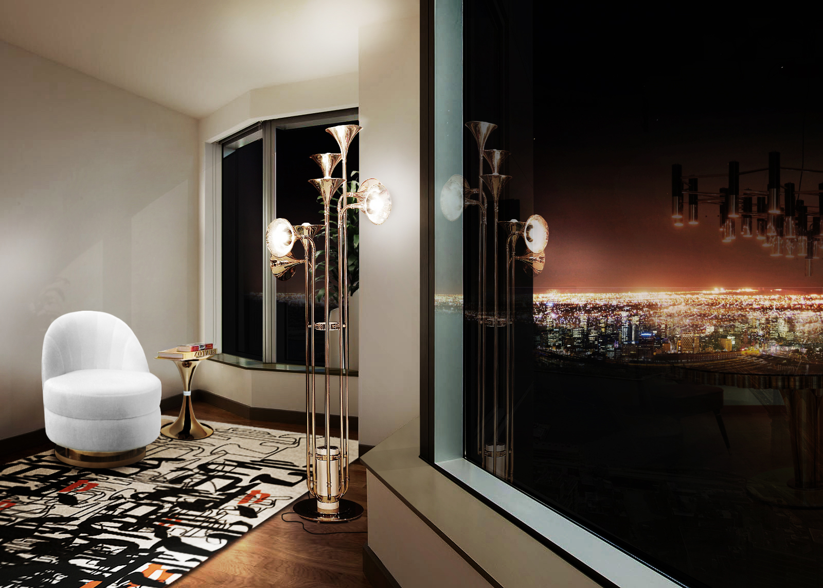 LIVING ROOM WITH CITY VIEW