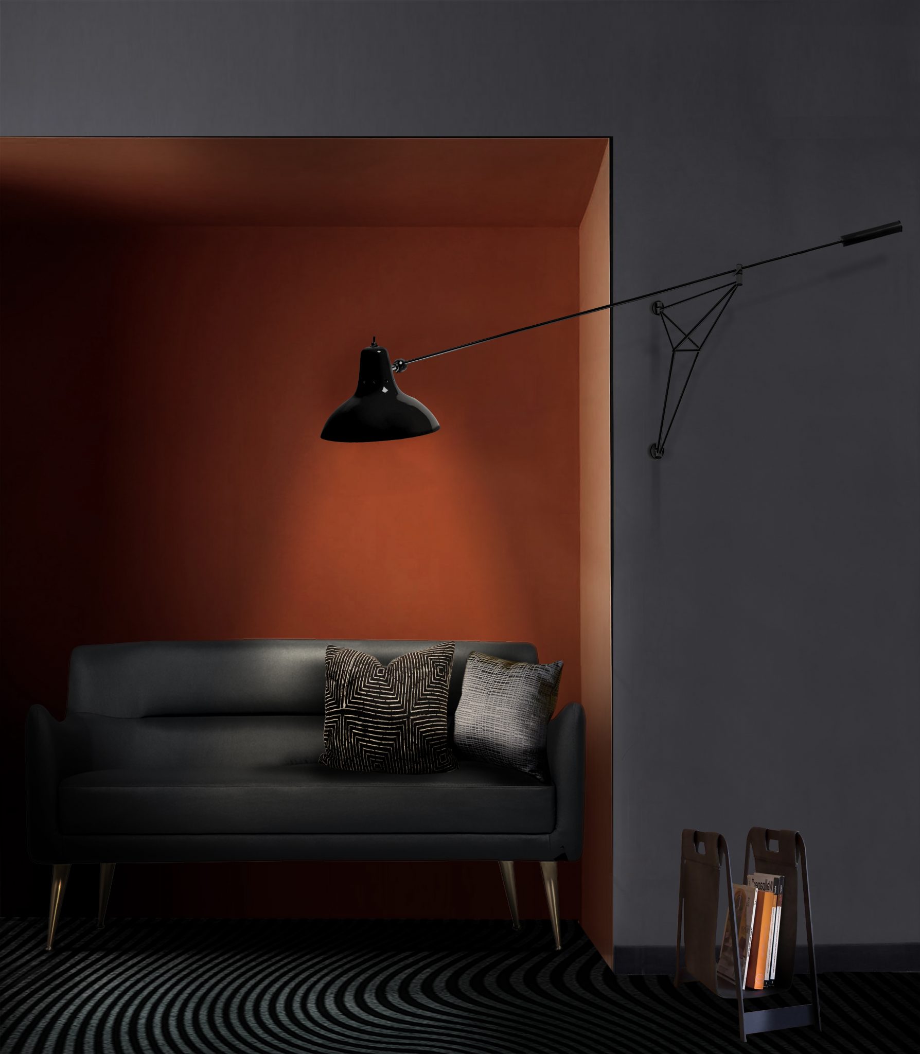 MID-CENTURY LIVING ROOM WITH VINTAGE LIGHTING