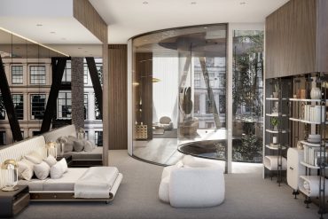 A FULL VIEW OF A TIMELESSLY MODERN BEDROOM